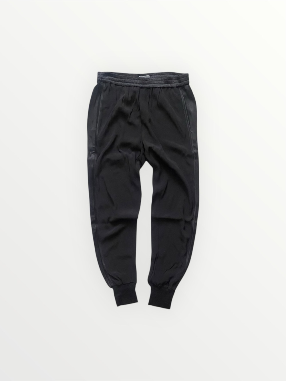Vince Women’s Black Satin Piping Cuff Jogger Pants Size XS